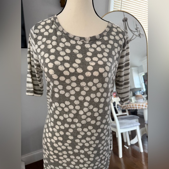 LuLaRoe Julia White and Gray Dress - Picture 2 of 5